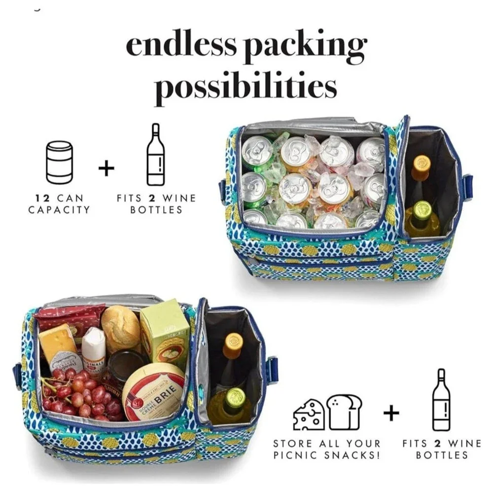 Fit + Fab bouffants & broken hearts pineapple cooler bag